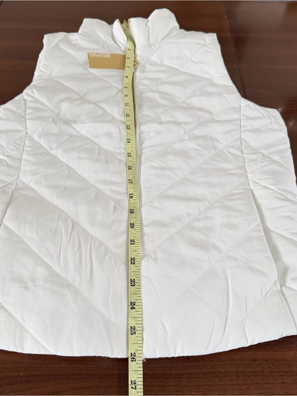 Michael Kors White Puffer Vest with Gold Accents - Picture 10 of 11